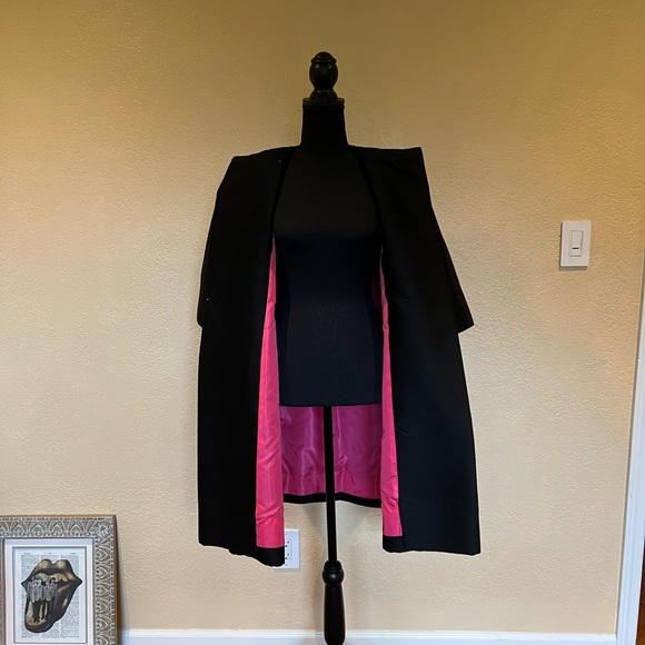 Jackets & Blazers - Vtg Joseph Magnin black silk taffeta hot pink opera couture coat